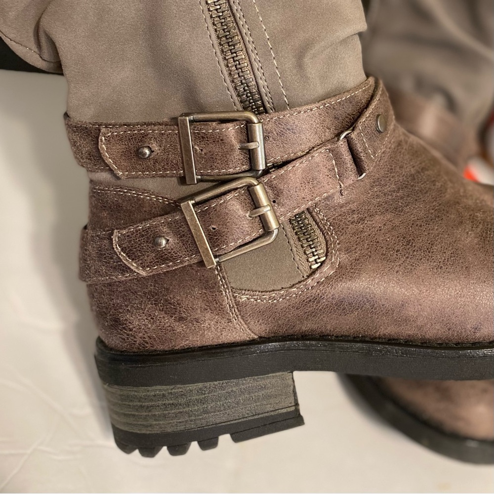Torrid Grey STRAPPY SLOUCH MOTO BOOTS 9.5W - Picture 9 of 13